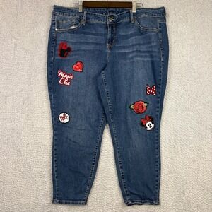 Disney Jeans Womens 22 Blue Minnie Mouse Patch Sequin Rose Whimsical Denim Pants